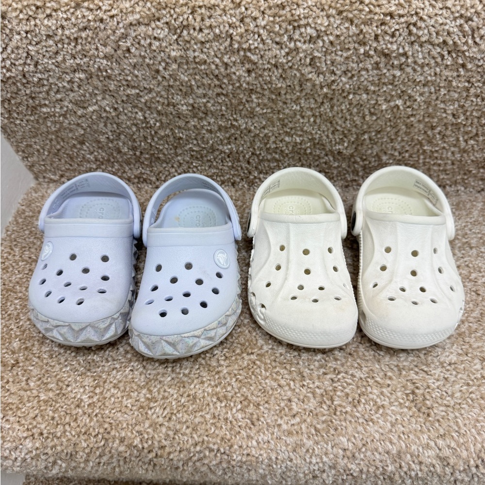 Kids White and light blue croc bundle